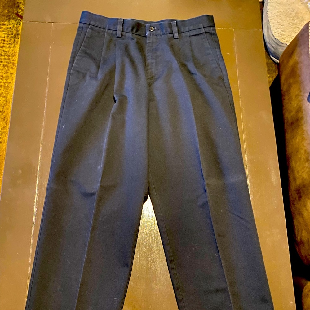 Dockers Black Cotton pleated Straight Leg Pants | 34x32